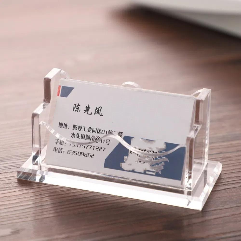 

Acrylic Name Card Display Stand Transparent Desktop Display Holder Reception Style 1
