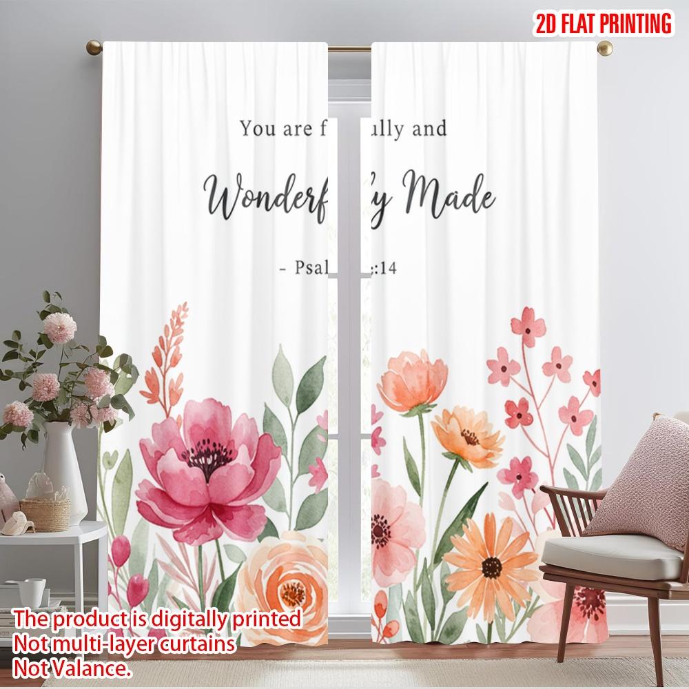 

2pcs 2D flat printing Scene Curtain Fearfully Wonderfully Made Floral Fabric Without Electricity All Season Party & Holiday 52.50×116.00 CM 2pcs