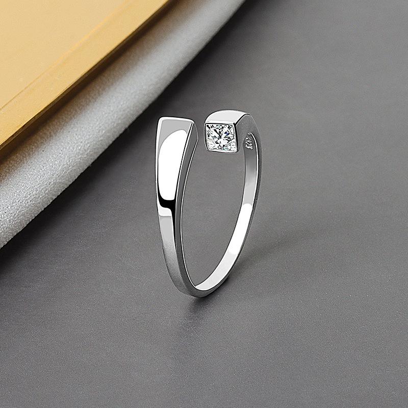 Real 925 Silver Rings For Women Vintage Zircon Open Round Engagement Rings Silver 925 Jewelry Anillos Mujer