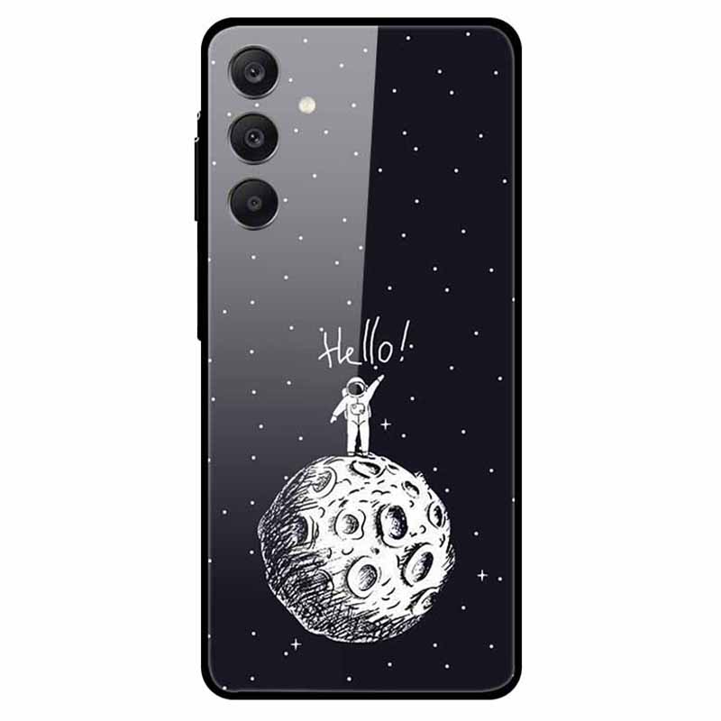 

For Samsung Galaxy A25 5G (Global) (161.0 X 76.5 X 8.3mm) Case Pattern Tempered Glass Phone Cover Moon Landing