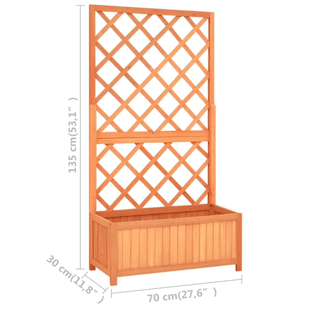 Garden Trellis with Flower Box Brown 70 X 30 X 135 Cm Spruce Wood