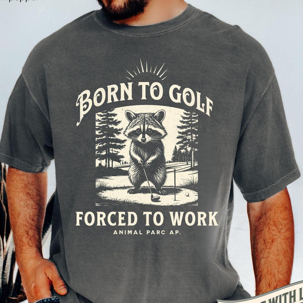 Funny Golf Shirt Raccoon Golfing Tee Gift for Golfer Vintag Golfing Tee, Golf Lover Shirt, Golfing Clubs, Golf Lover Gift Golf Animals Shirt