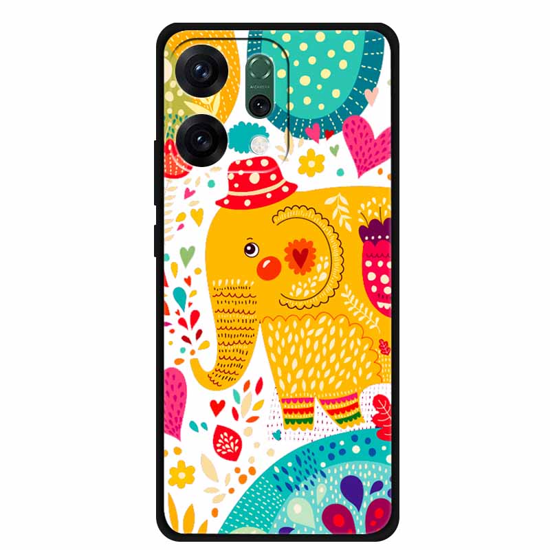 For Oppo Reno 14 5G 3D CaseRelief Flowers Emboss Phone Cover For Oppo Reno 14 Black Silicone Shockproof Soft Fundas Protector