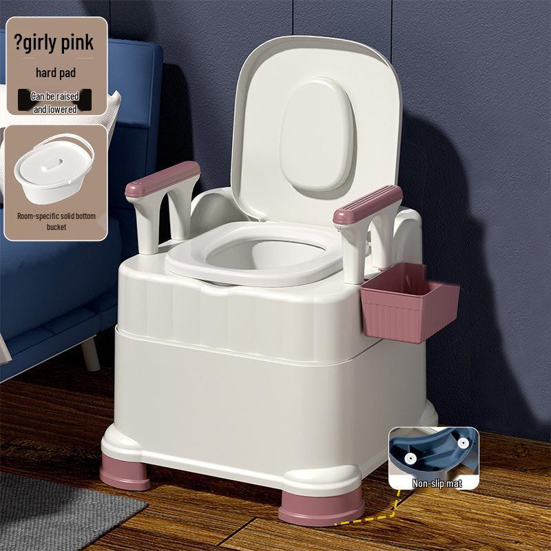 Portable Toilet Chair with Armrests for Elderly, Indoor Use, Bedside Commode for Pregnant Women.