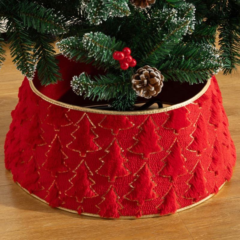 1pcs Plush Christmas Tree Skirt with Festive Decorations for Xmas Scene Fluffy Tree Surround Home Party Decoration Accessories