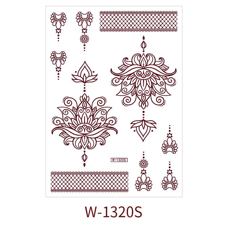 Henna Brown Lace Temporary Tattoo Stickers Hand Body Art Water Transfer Decals