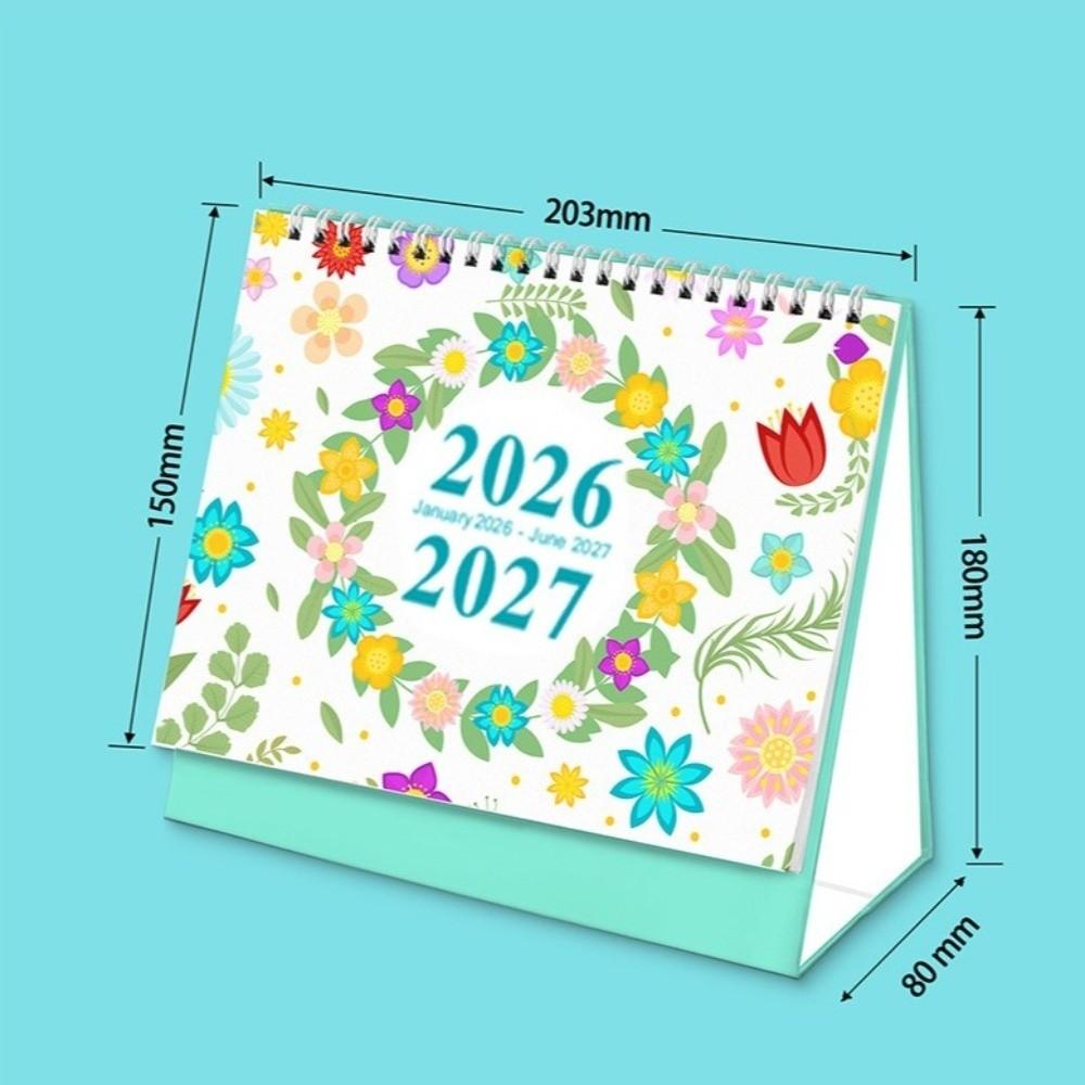 Cactus Desk Calendar January 2026-June 2027 Standing Flip 2026 Desktop Planner Office Supplies Small Monthly Agenda Calendar