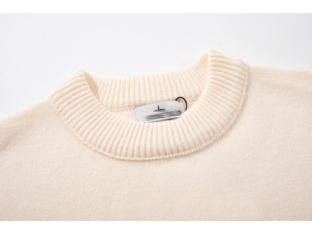 STONE Unisex Spring/Autumn Loose Knit Sweater - Solid Color, Long Sleeve, Round Neck