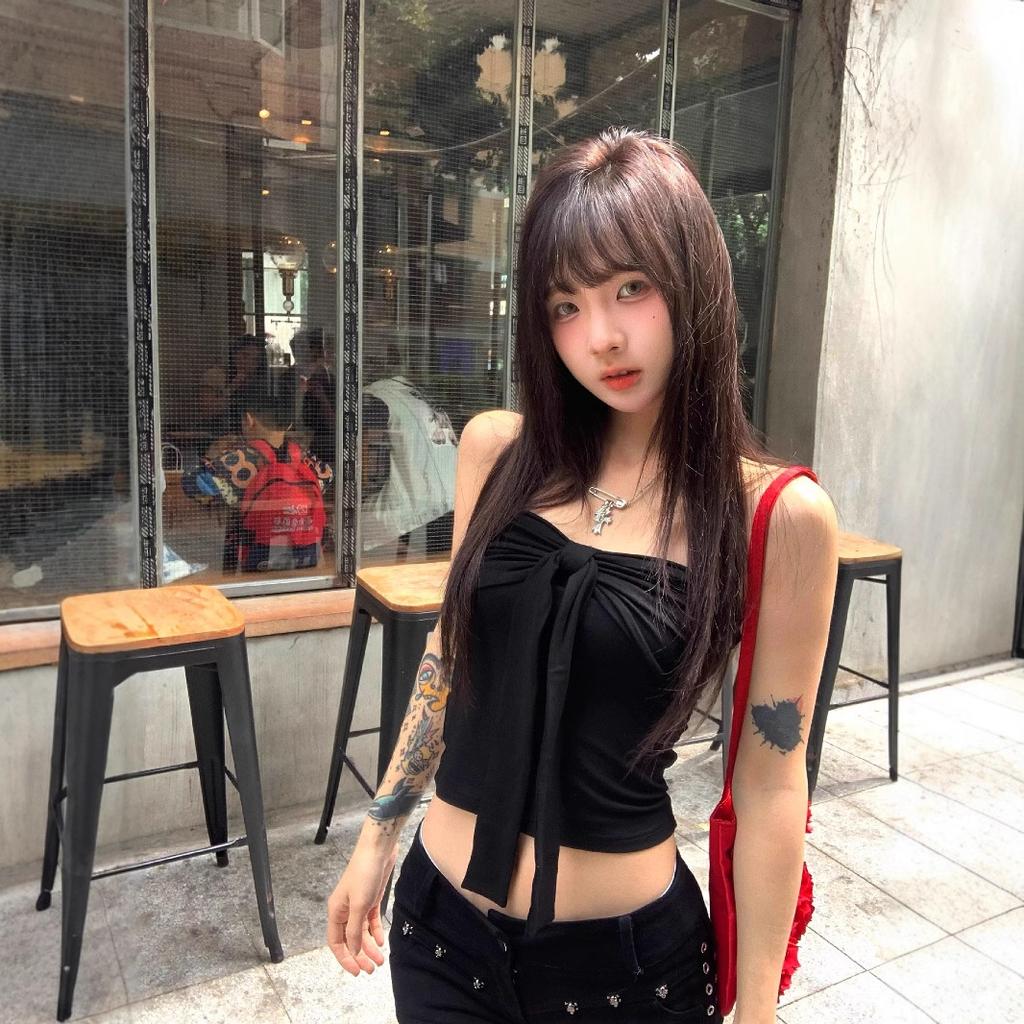 Summer explosion pure desire Spice girl style personalized design feeling pleated tube top short top women's versatile slim fit