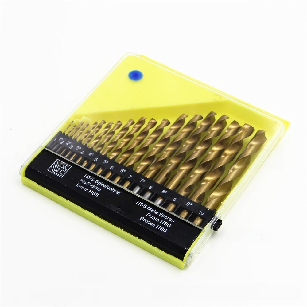 

Titanium plated straight handle twist drill 19pc electric drill bit drilling woodworking drilling tool accessory set