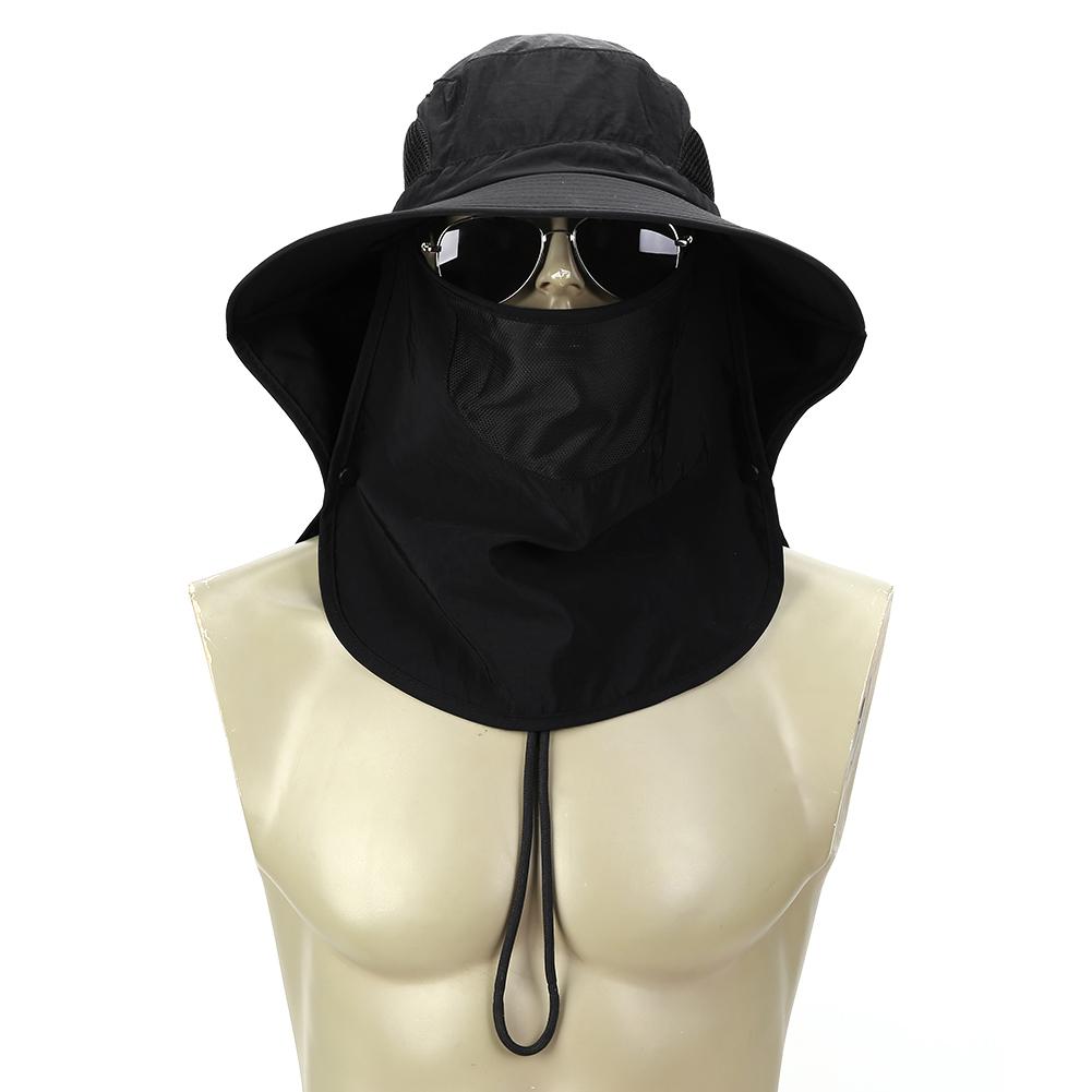 Wide Brim Boonie Sun Hat Face Mask Adults Sports Fishing Hiking Bucket Cap