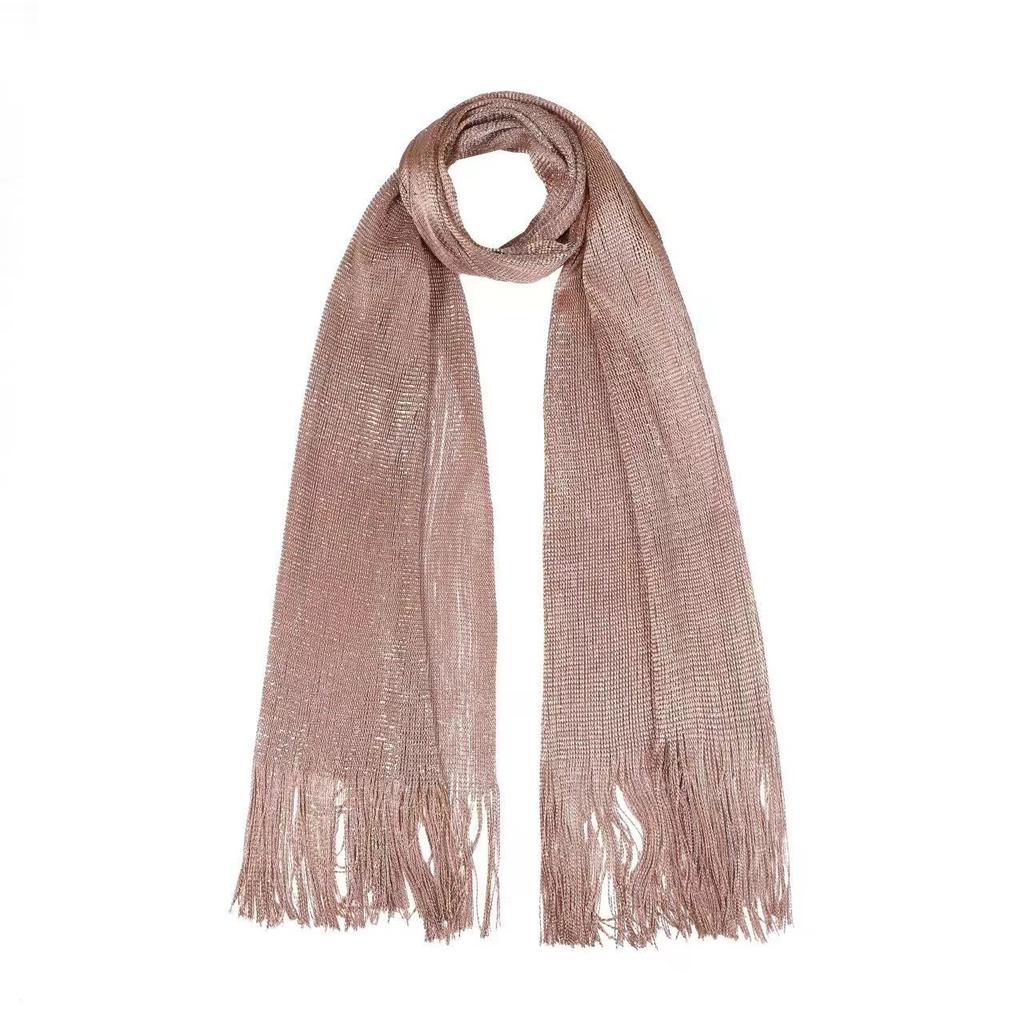 Women'S Artificial Silk Scarf Gold And Silver Silk Flat Scarf Thin Scarf Polyester And Nylon Scarf European And American Hollow Scarf