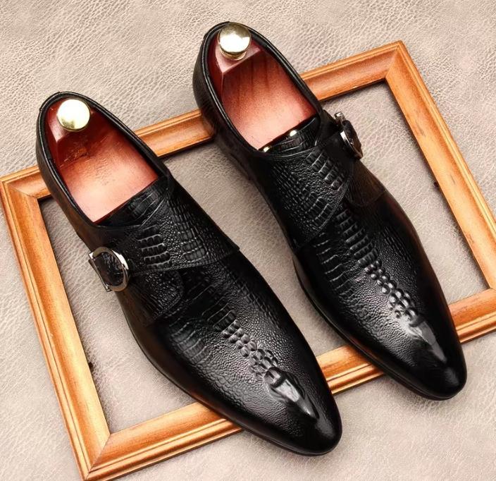 Dress Shoes Oxfords Pointed Toe Genuine Cowhide Leather Crocodile Wedding Mens Business Work Shoes