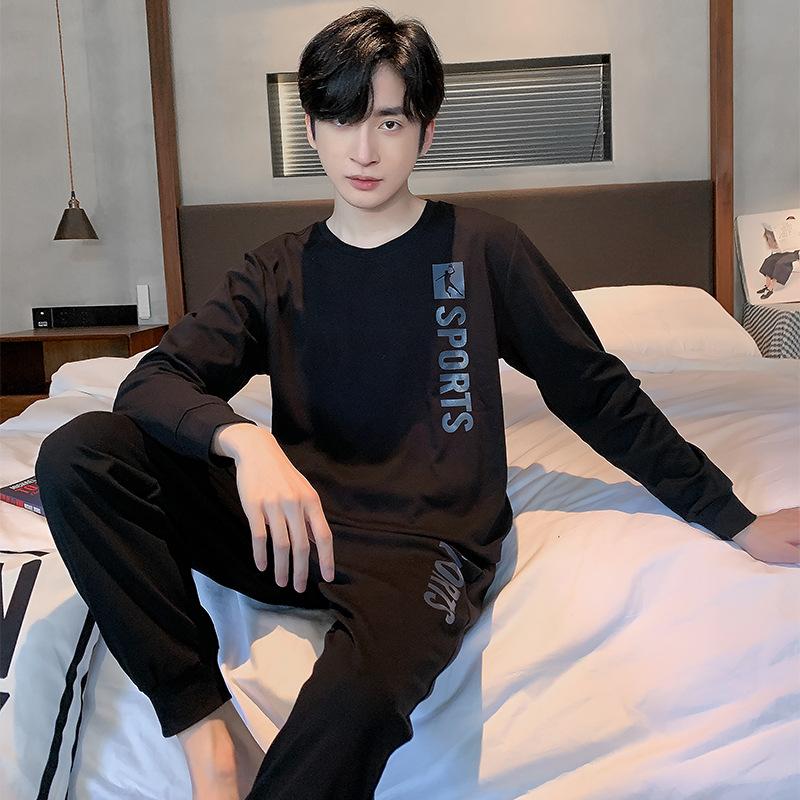 Frühlings-Baumwollpyjamas Herren Lounge Schlafbekleidung Blau Kariert Pijama Herren Morgenmantel Hauskleidung PJ Pijama Hombre