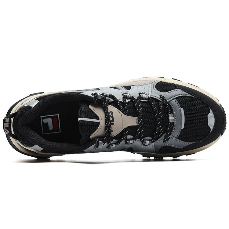 Fila Trek 1S Ткань Синтетическая кожа Спорт На открытом воздухе Модные Ретро Низкий верх Повседневная обувь Мужские кроссовки Черный Серый F12M242119FBD