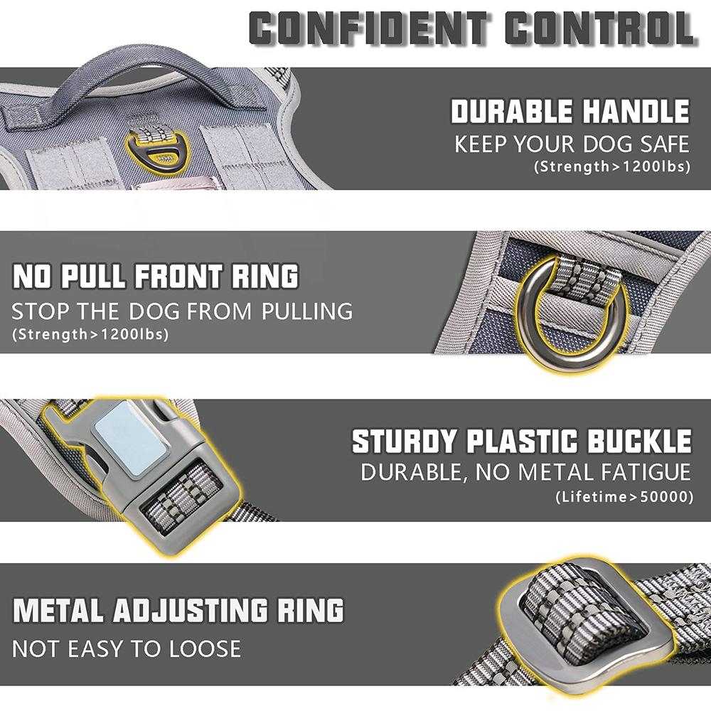 Verstellbares taktisches Hundegeschirr Haustier Arbeitsausbildung Militärdienstweste Reflektierendes Hundegeschirr-Set für kleine, mittelgroße und große Hunde