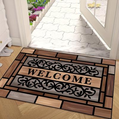 1 Stück Rustikales Holzmuster Fußmatte Modern Küche Polyester Teppich Rutschfest Bunt Indoor Teppich, Für Zuhause Badezimmer Schlafzimmer Wohnzimmer Dekor