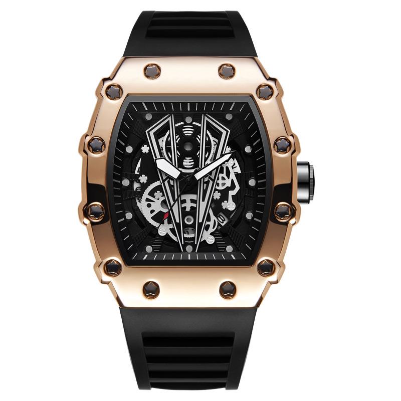 Men's Large Dial Waterproof Sports Quartz Watch with Luminous Square Design