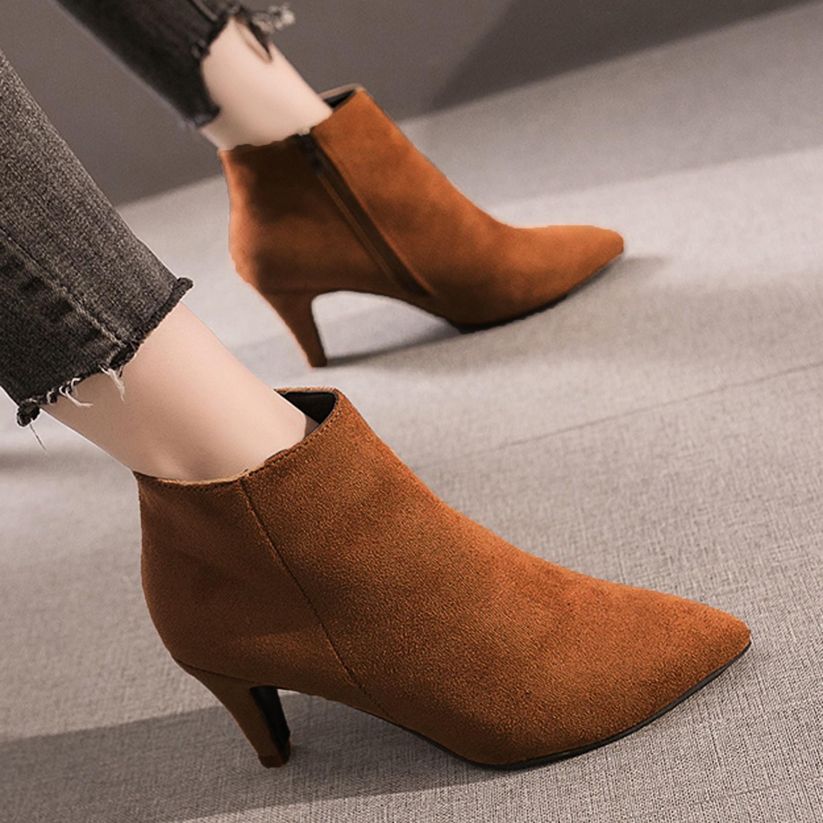 

Boots For Womens Shoes Zipper Short Suede Leopard Boots 40 коричневий