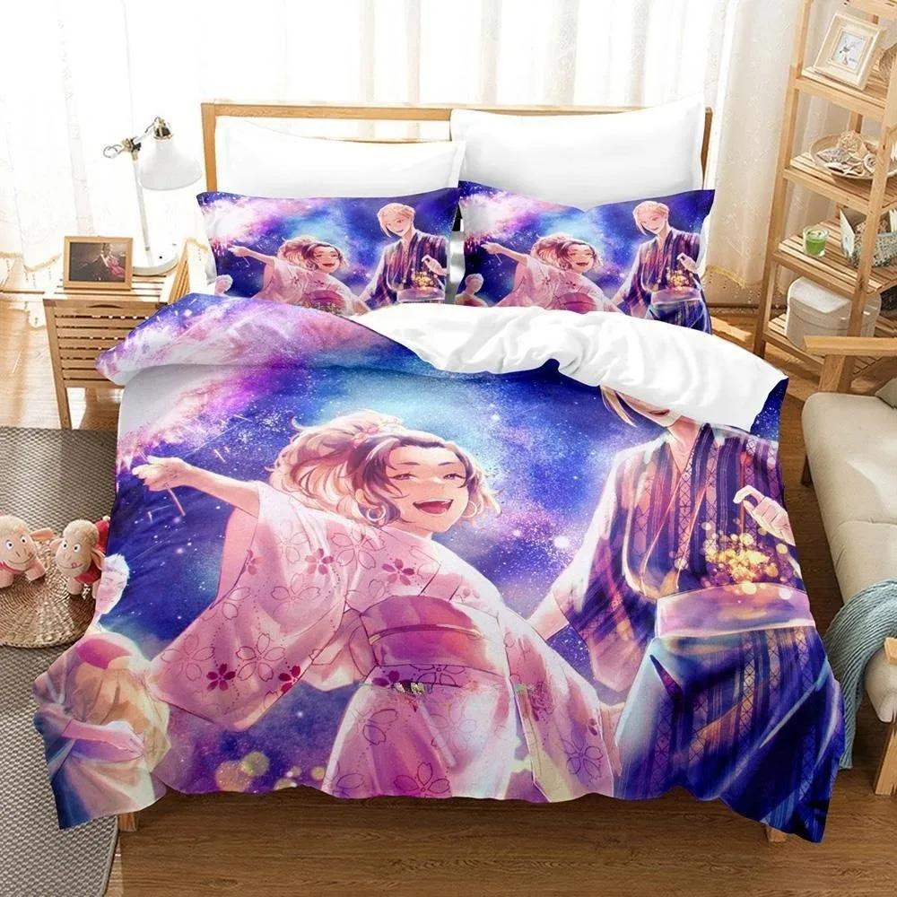 

Fashion Anime Hel s Paradise Jigokuraku Beding Set Carton thre-piece set Adult People Kid Bedrom with Soft Fabric Duvet cover Sets Home Textiles 120*200cm Single