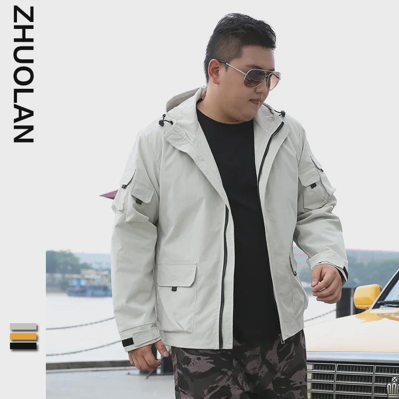 Hooded Workwear Jacket for Plus-Size Men - Loose Fit, Zip-Up, Available In XXL, Supports Up To 300 Pounds