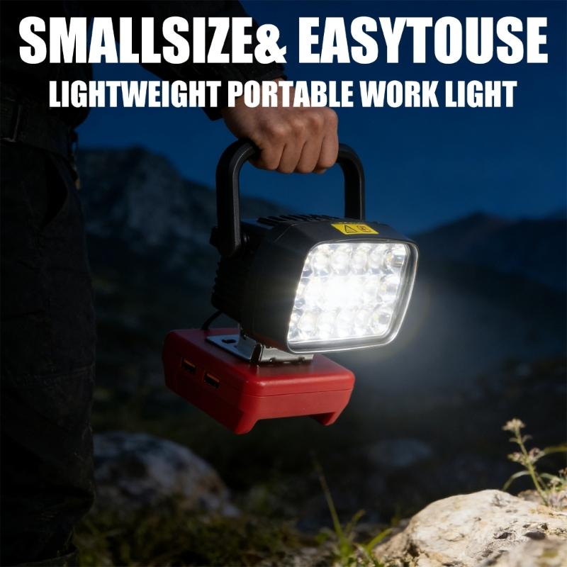 Battery Powered LED Work Light Bar With Double USB Port For MWQ 18V 48-11-1835 Batteries for Camping Mobile Charging