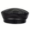 Moda Donna Fibbia Grande Cintura Cappello in Pelle Primavera Autunno Cappelli da Marinaio Nero Berretto da Donna Cappelli Piatto Capitano Militari da Uomo