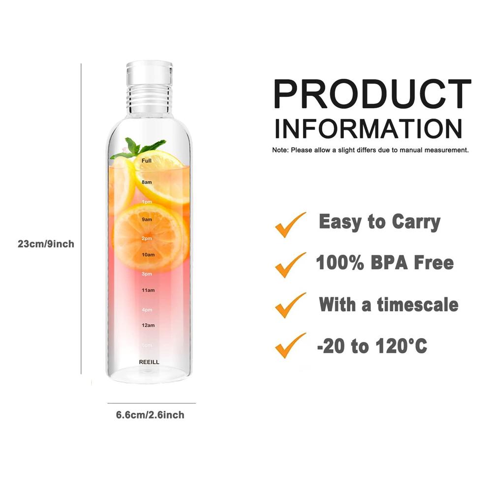 111/711ml Water Bottle With Time Marker Cover For Water Drink Large Capacity Plastic Transparent Milk Juice Cup Birthday Gift