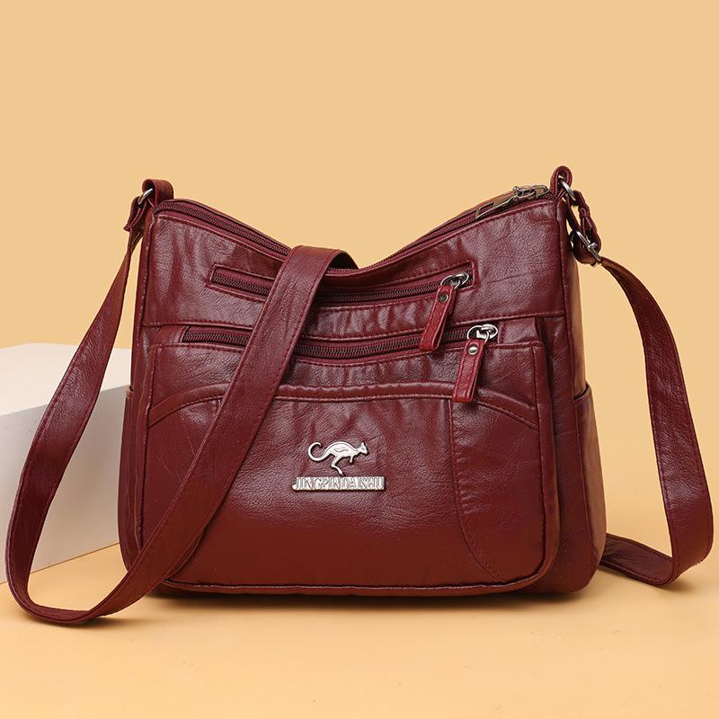 

Вместительная многокарманная одноплечевая сумка, сумка через плечо, сумка для мамы, сумка для женщины среднего возраста красный