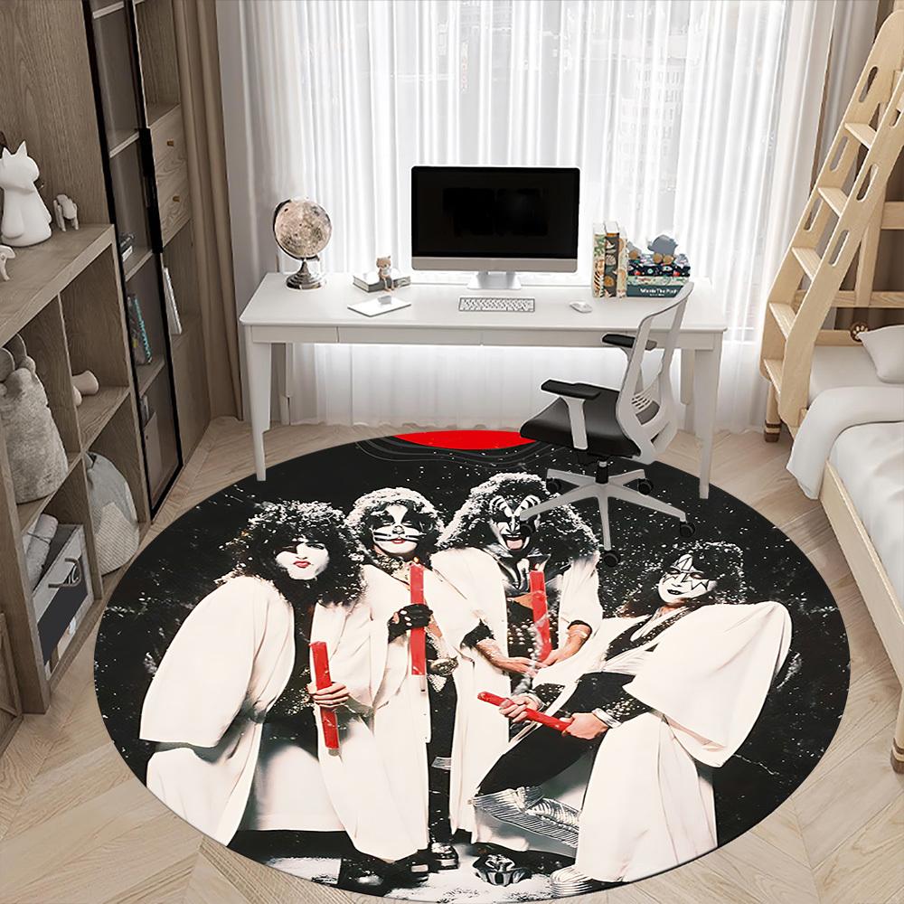 1pc KISS Band Office Round Area Rug, Under Office Chairs Bedroom Living Room Home Decor, Room Decoa1016300