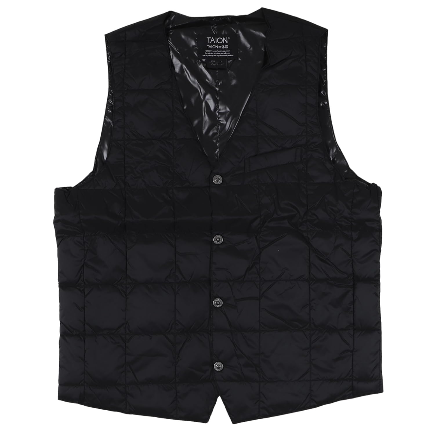 

ПУХОВИК на пуговицах пуховый жилет [TAION WEAR] [Мужской] V-образный вырез чёрный