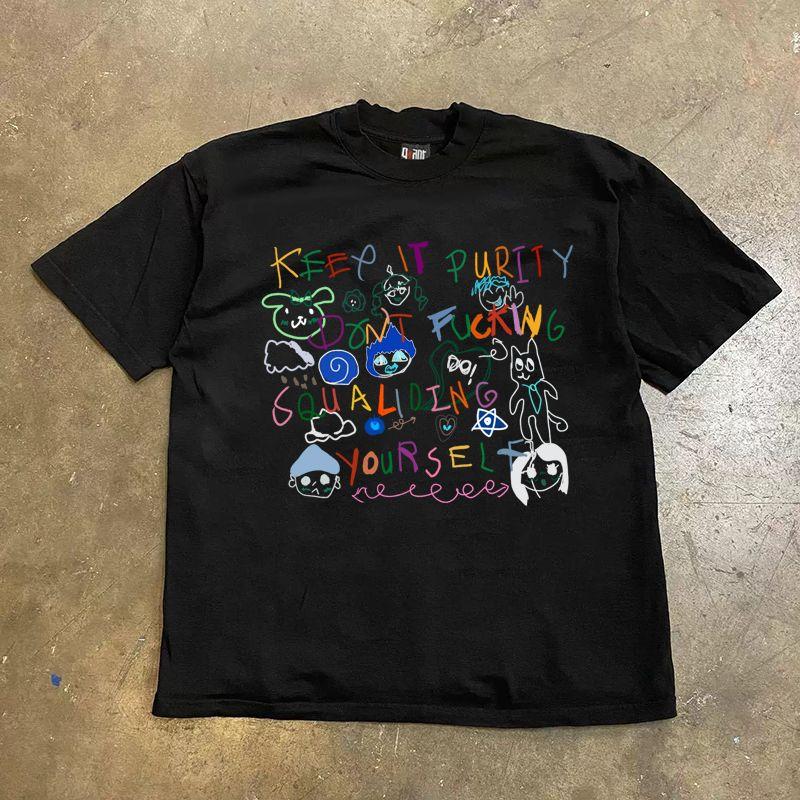 

Make Money for Charity 260G Heavy Weight Pure Cotton! Graffiti Couple Women s Loose Short-Sleeved T-shirt Men Black 3XL [260g Heavy weight pure cotton]]