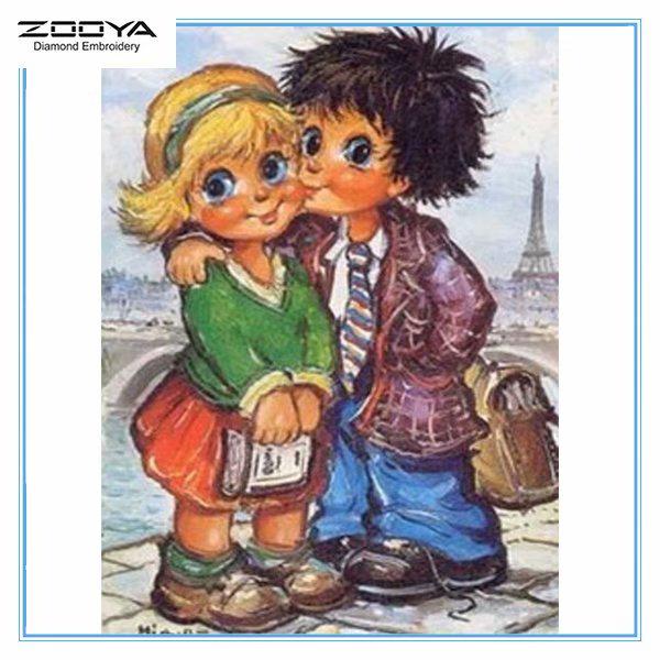 

ZOOYA Алмазная картина Вышивка Полный дрель Алмазная мозаика Мультфильм Пара Вышивка крестом Домашний декор