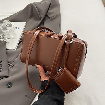 2 Pcs/set Small PU Leather Underarm Bags for Women 2025 Y2k New Fashion Simple Shoulder Bag Handbags Crossbody Bag