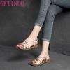 Mode GKTINOO Sommersandalen Damen Zehenfrei Echtes Leder Damen Sandalen Neu Hohl Retro Handgefertigt Bequem Outdoor Strandschuhe