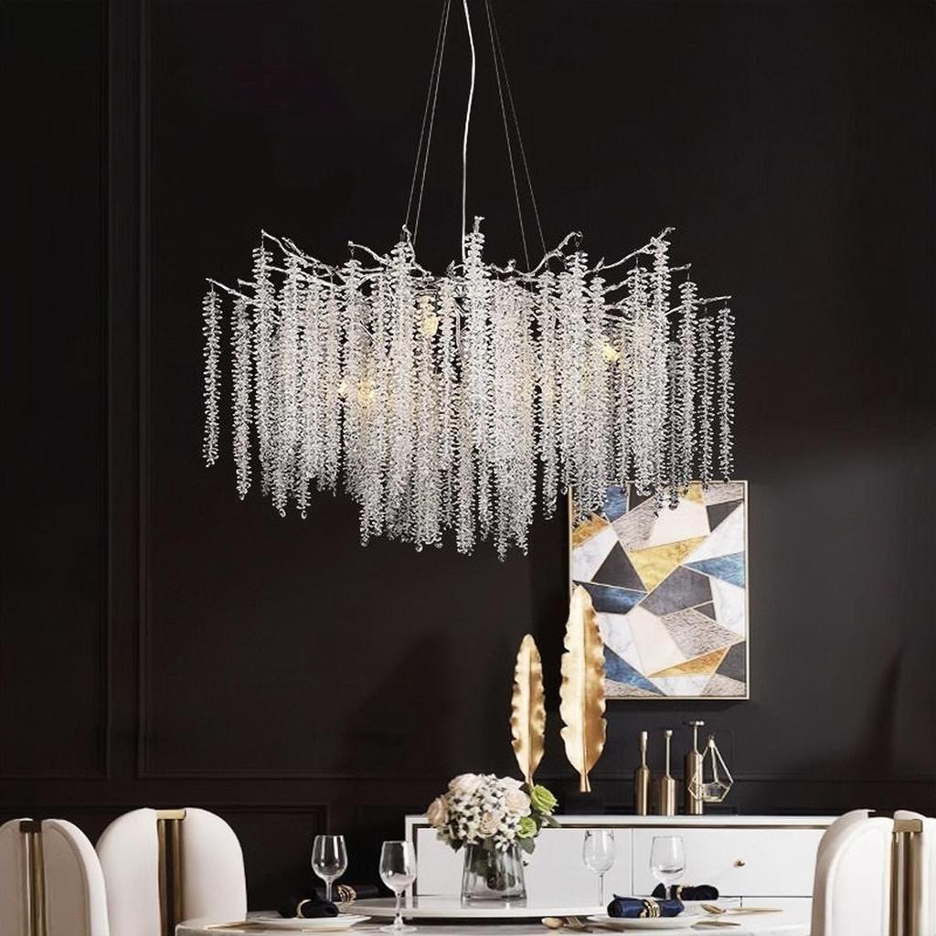 Elegant Crystal Branch Chandelier for Living Room or French Restaurant
