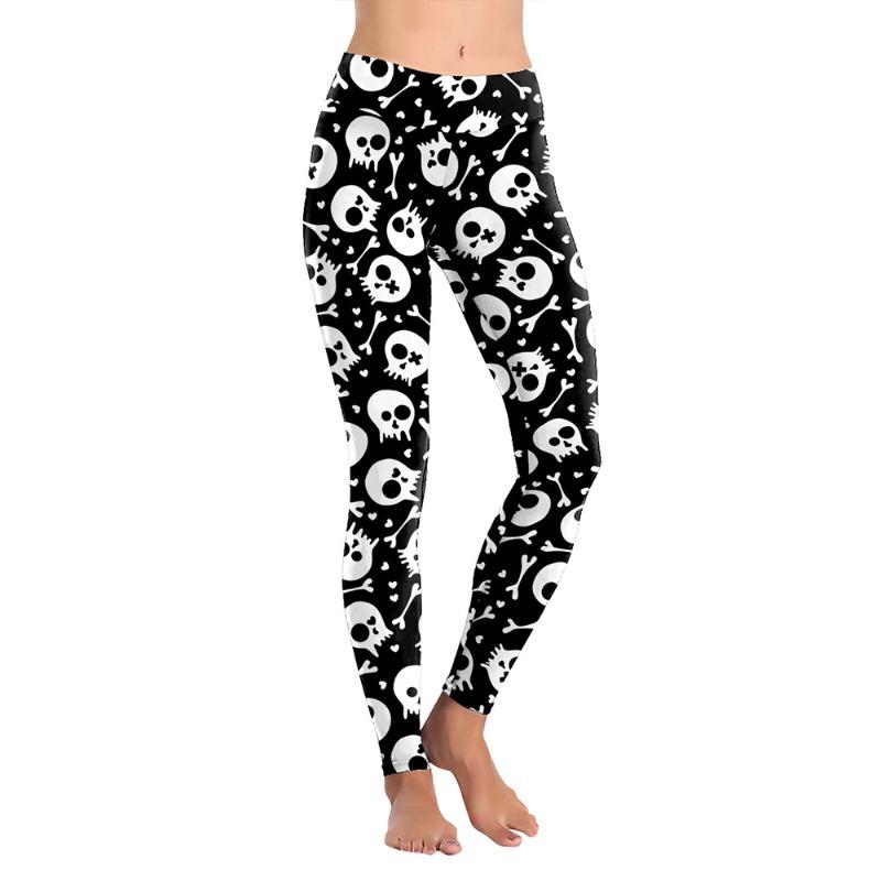 Halloween Carnival Night New Cartoon Skull Spoof Pattern Slim Fitness Sports Leggings 1