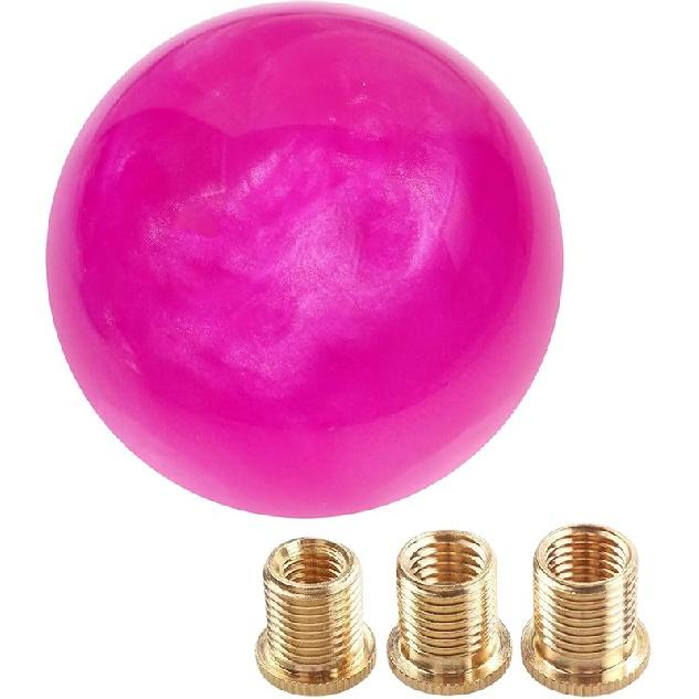 Marble Style Round Ball Shift Knob - Universal Fit For 5 & 6 Speed Manual/Automatic Vehicles, With 3 Adapters HTRACING (Light Pink)