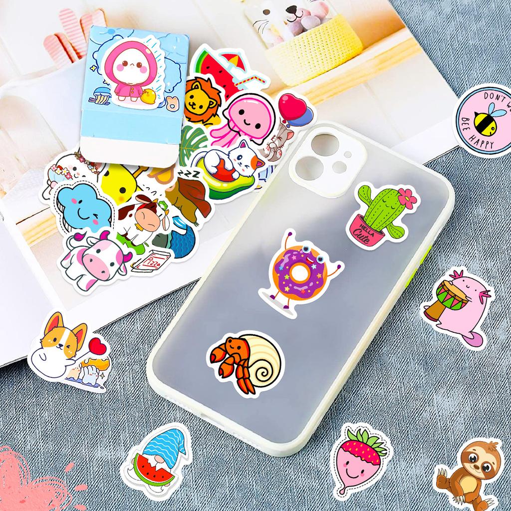 100 Small Size 4cm Mixed Cartoon Animal Children's Stickers DIY Luggage Computer Waterproof Stickers