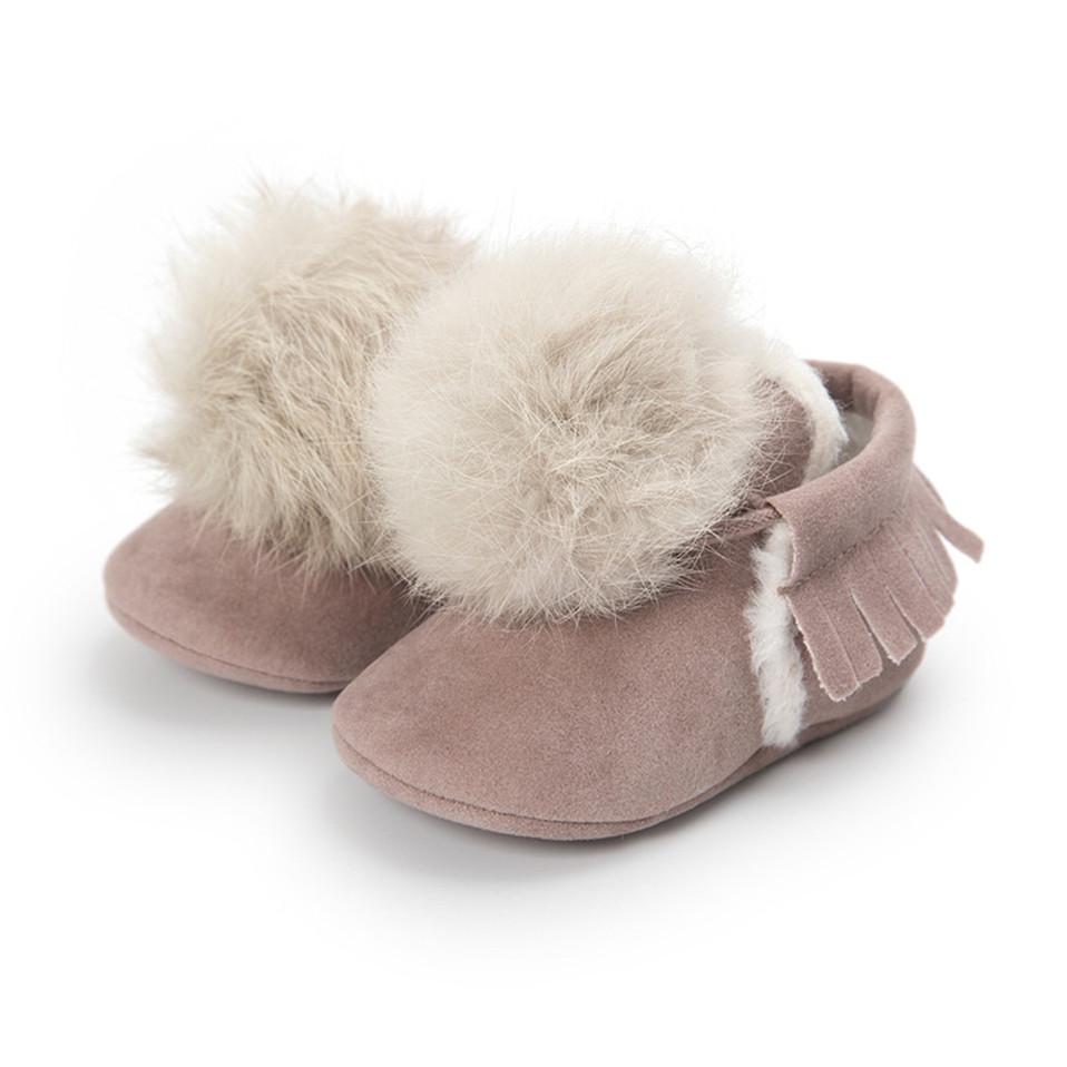 Winter Hairy Ball Baby Shoes Cute Baby Girls Shoes Super Warm Tassel Style Baby Girl Shoes Baby Boys Cotton Shoes