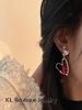 Silver Zircon Red Heart Stud Earrings for Women Earring Girl Birthday Gifts Jewelry