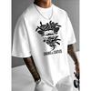 Europäische Größen Herren Freizeit Schwarz-Weiß "Crooks & Castles" Grafik-T-Shirt - Kurzarm, Rundhals, Sommer-T-Shirt mit kompliziertem Design