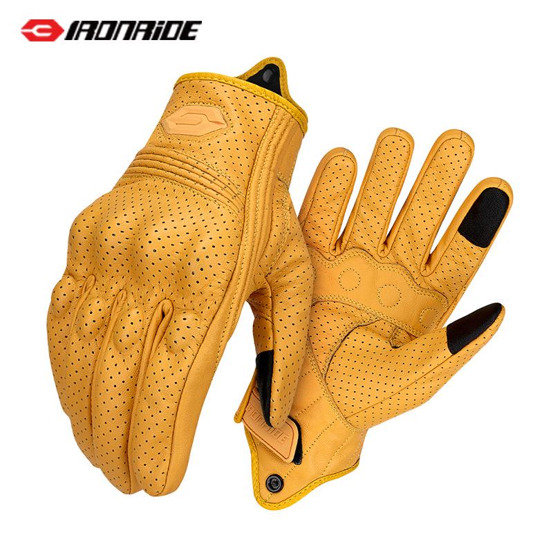 Genuine Leather Breathable Motorcycle Racing Gloves - Anti-Fall, Summer Riding Gear