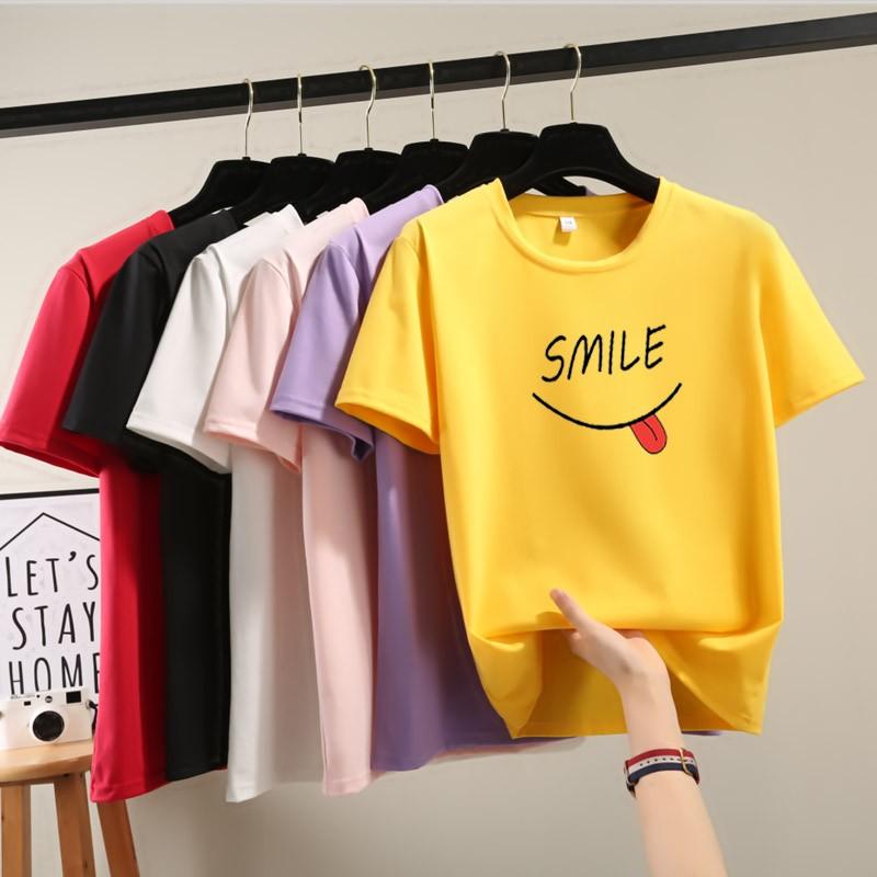 2025 Summer Casual loose student T Shirt Women's Y2k Tops Harajuku funny letter print Short Sleeve T-shirts for Women