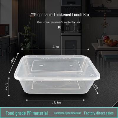 Disposable 1250ml Rectangular Transparent Meal Box