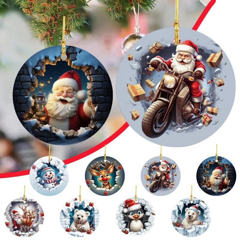 Lebhaftes Acryl-Weihnachts-Durchbruch-Ornament im Cartoon-Stil für festliche Autodekoration