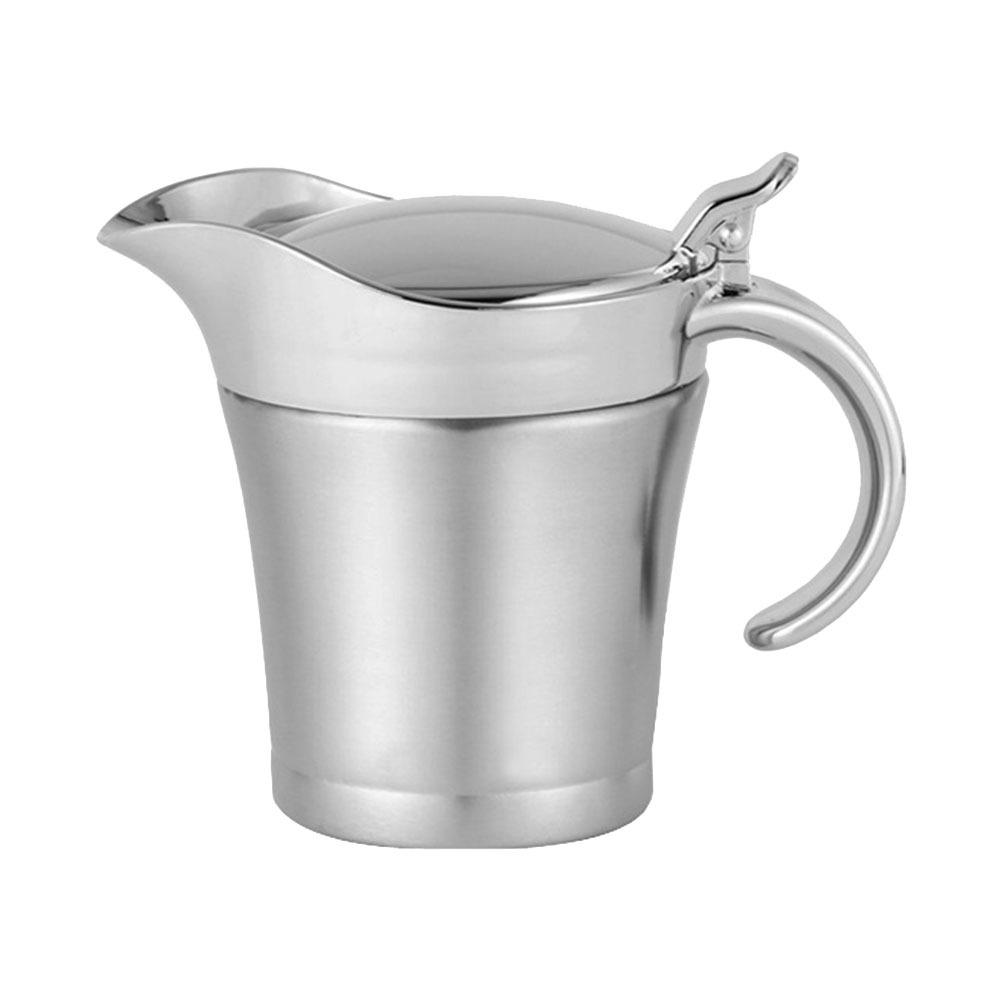 450ml Stainless Steel Sauce Dispenser Double Insulated Gravy Boat With Hinged Lid For Restaurant Household Vinaigrette