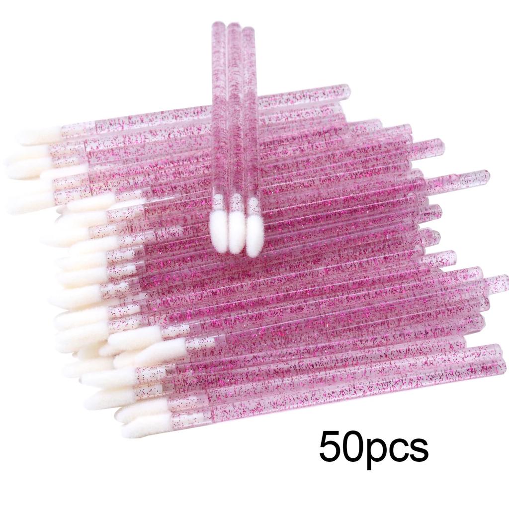 50Pcs Disposable Crystal Lip Brush Lipstick Gloss Wands Eyelash Spoolies Lash Extension Cleaning Applicator Micro Makeup Tools