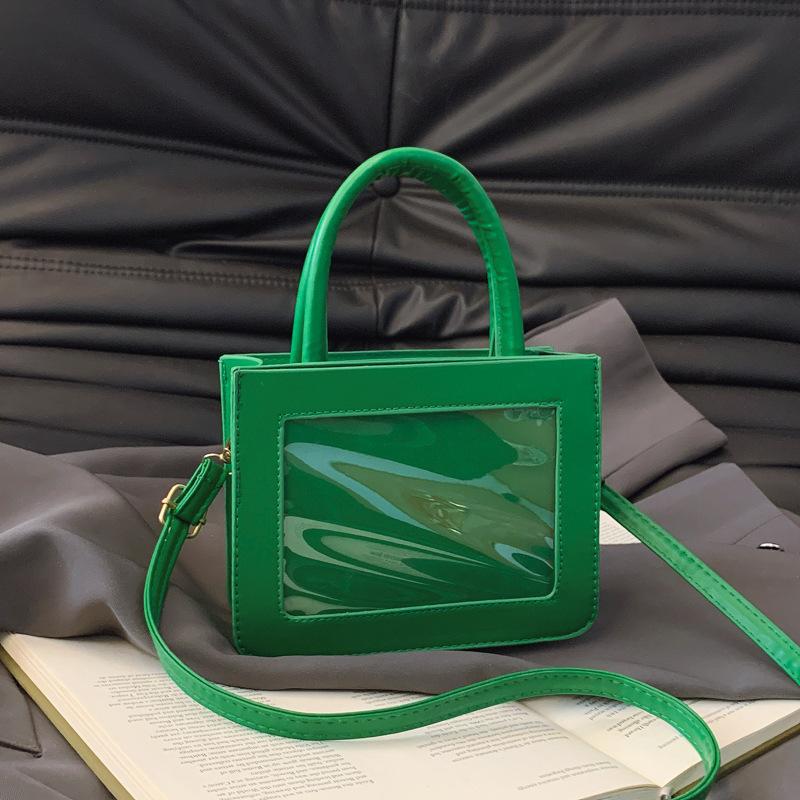 2025 Spring and Summer New Niche Design Messenger Handbag High Value Simple Foreign Style Solid Color Transparent Small Square Bag
