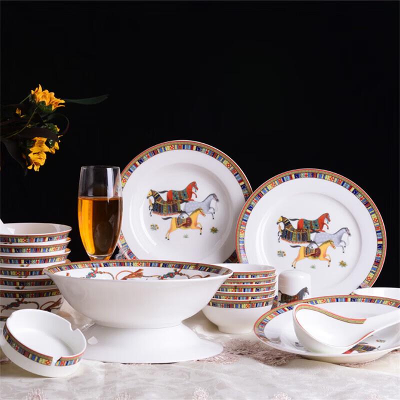 Jingdezhen Ceramic Dinnerware Set - 28-Piece Auspicious Design
